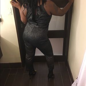 Black shimmering sheer body suit